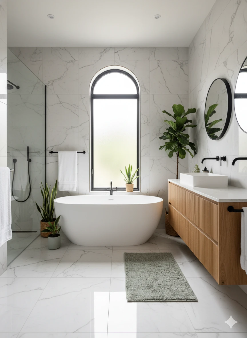 Luxury bathroom remodel with freestanding tub, Triangle NC